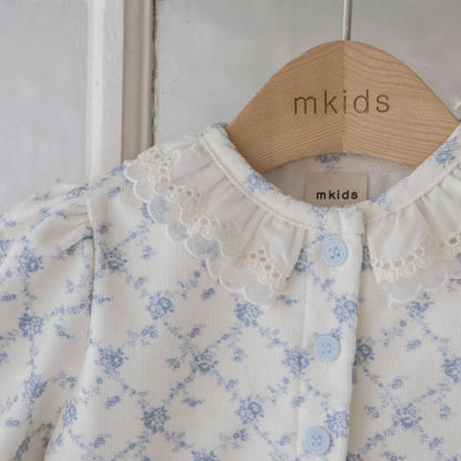 Baby Toddler Lace Detail Soft Brushed Fabric Dress (6m - 6y) - Blue Floral kids outfit