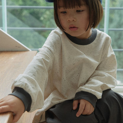 Baby Toddler Land F26 Speckled Long Sleeve Top (6m-6y) - Ivory kids outfit