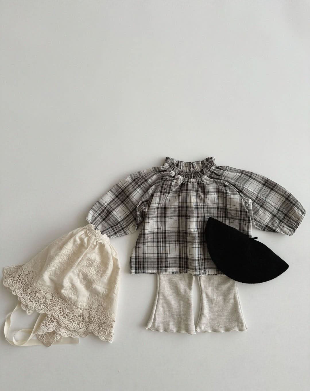 Baby Toddler Ruffle Neck Plaid Blouse Top (3m - 5y) - 2 Colors kids outfit