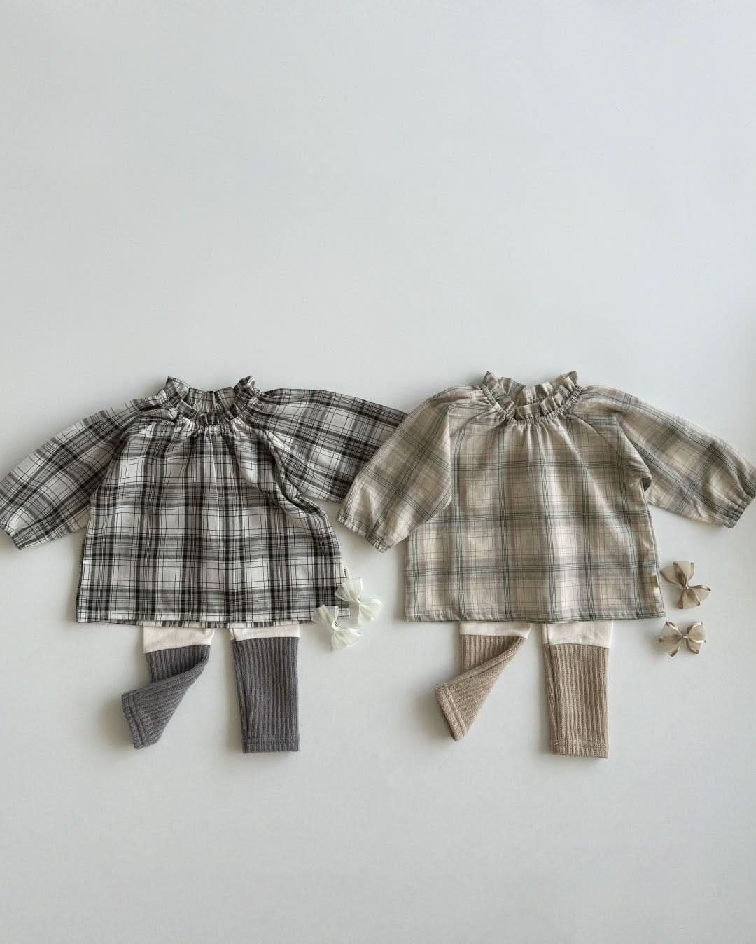 Baby Toddler Ruffle Neck Plaid Blouse Top (3m - 5y) - 2 Colors kids outfit