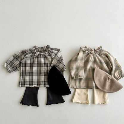 Baby Toddler Ruffle Neck Plaid Blouse Top (3m - 5y) - 2 Colors kids outfit