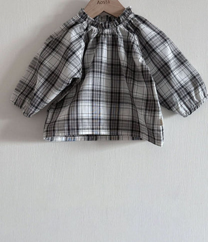 Baby Toddler Ruffle Neck Plaid Blouse Top (3m - 5y) - 2 Colors kids outfit
