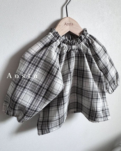Baby Toddler Ruffle Neck Plaid Blouse Top (3m - 5y) - 2 Colors kids outfit