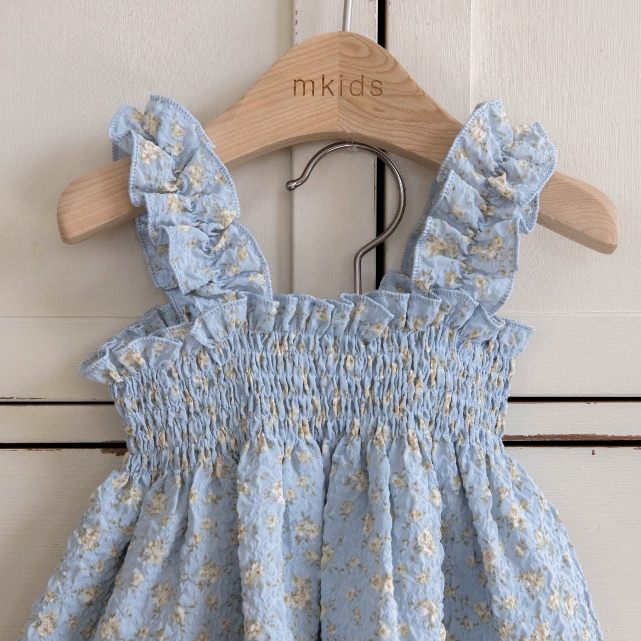 Baby Toddler S25 Ruffle Shoulder Smocked Bodice Top and Wide Pants Set (2 - 7y) - 2 Colors kids outfit