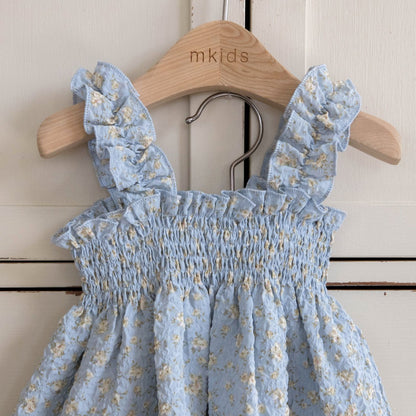 Baby Toddler S25 Ruffle Shoulder Smocked Bodice Top and Wide Pants Set (2 - 7y) - 2 Colors kids outfit