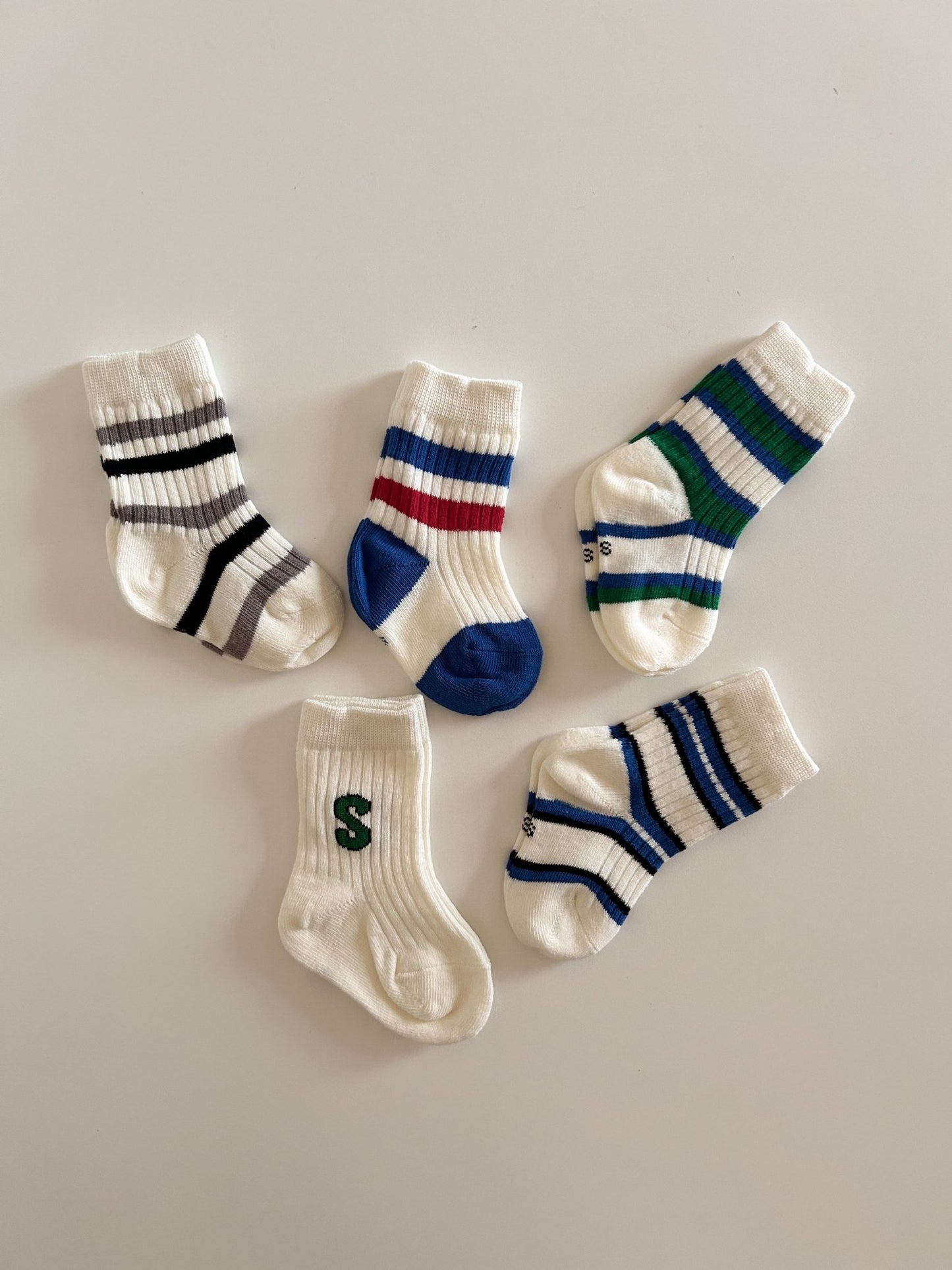 Baby Toddler Stripe Socks Set (0 - 11y) - Green Blue kids outfit