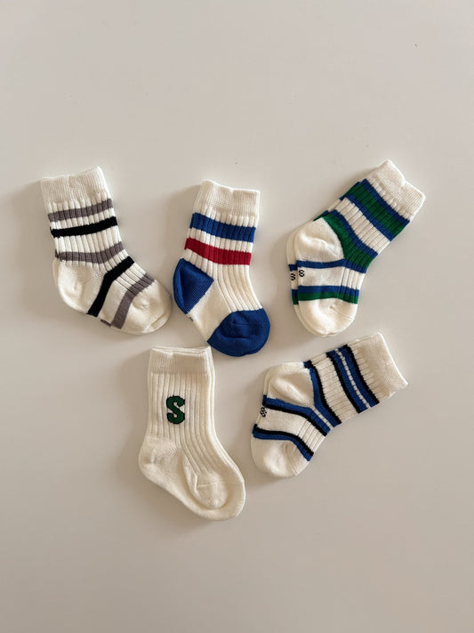 Baby Toddler Stripe Socks Set (0 - 11y) - Green Blue kids outfit