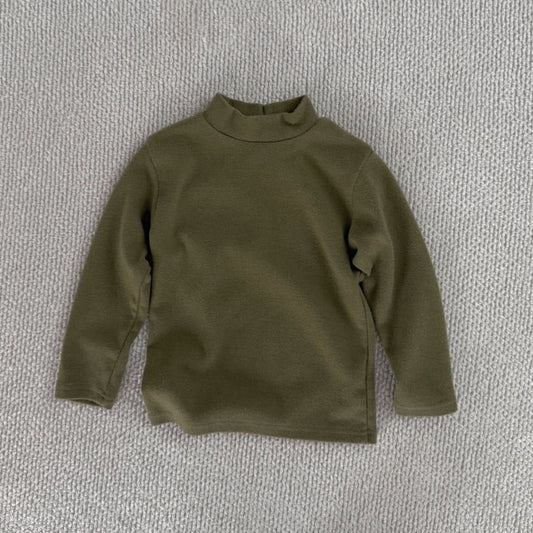 Baby Toddler W24 Solid Long Sleeve Mock - neck Top (6m - 6y) - Olive kids outfit