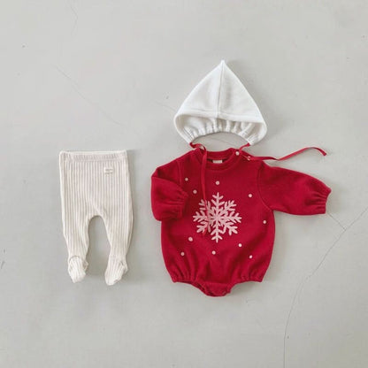 Baby Warm Snowflake Romper and Bonnet Set (3 - 18m) - 2 Colors kids outfit
