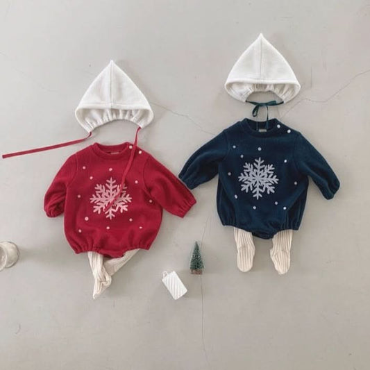 Baby Warm Snowflake Romper and Bonnet Set (3 - 18m) - 2 Colors kids outfit
