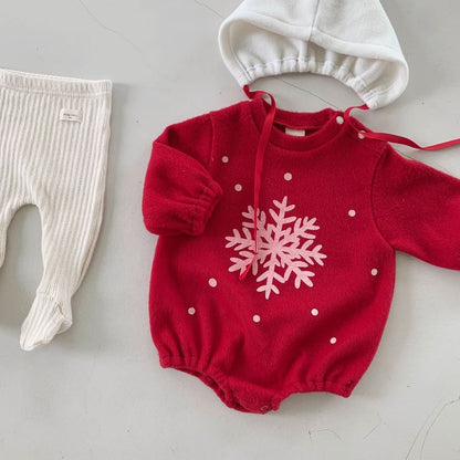 Baby Warm Snowflake Romper and Bonnet Set (3 - 18m) - 2 Colors kids outfit