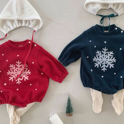 Baby Warm Snowflake Romper and Bonnet Set (3 - 18m) - 2 Colors kids outfit