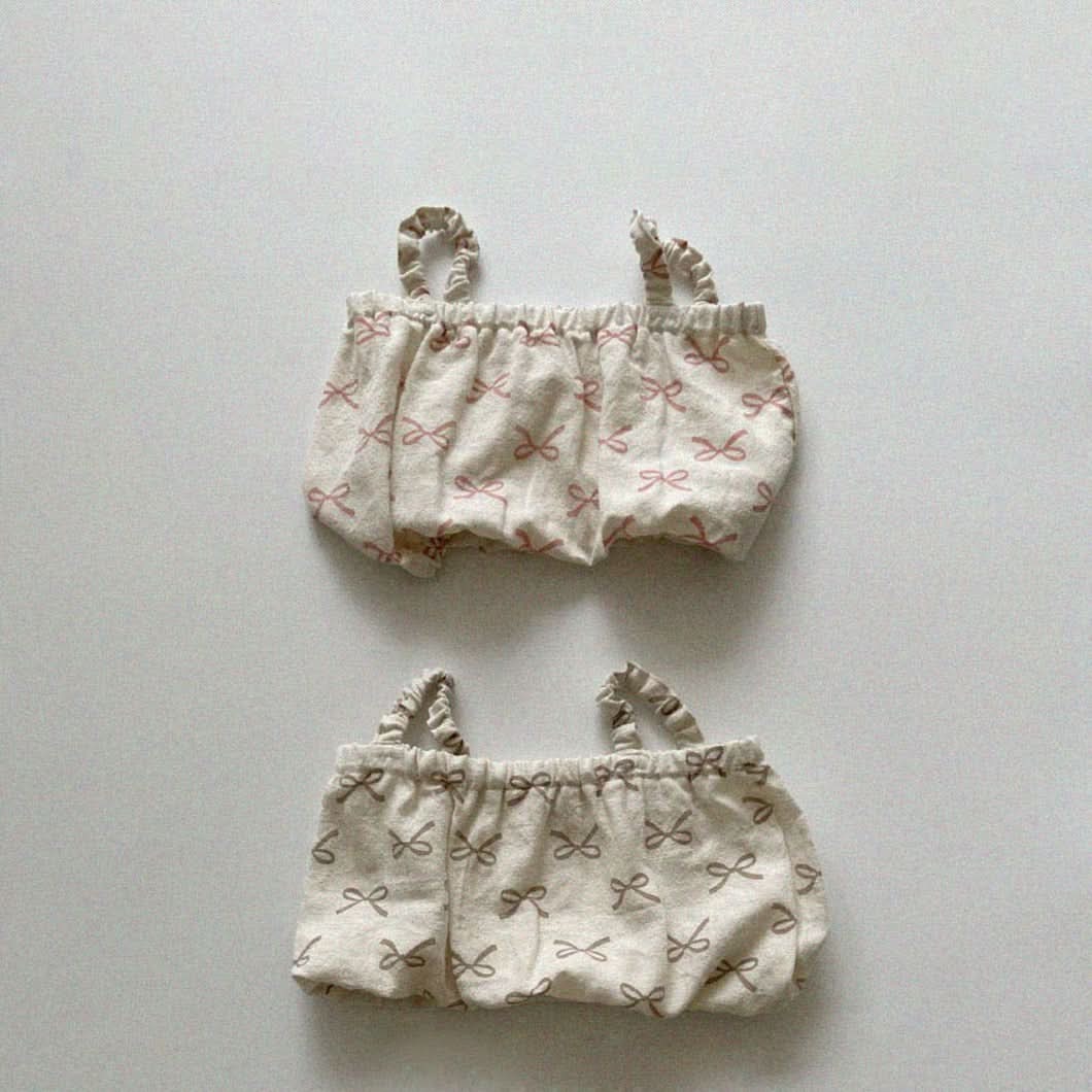 Baby/Toddler Aosta Elastic Strap Bow Print Cropped Tank Top (3m - 5y) - 2 Colors kids outfit