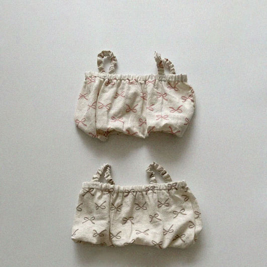 Baby/Toddler Aosta Elastic Strap Bow Print Cropped Tank Top (3m - 5y) - 2 Colors kids outfit