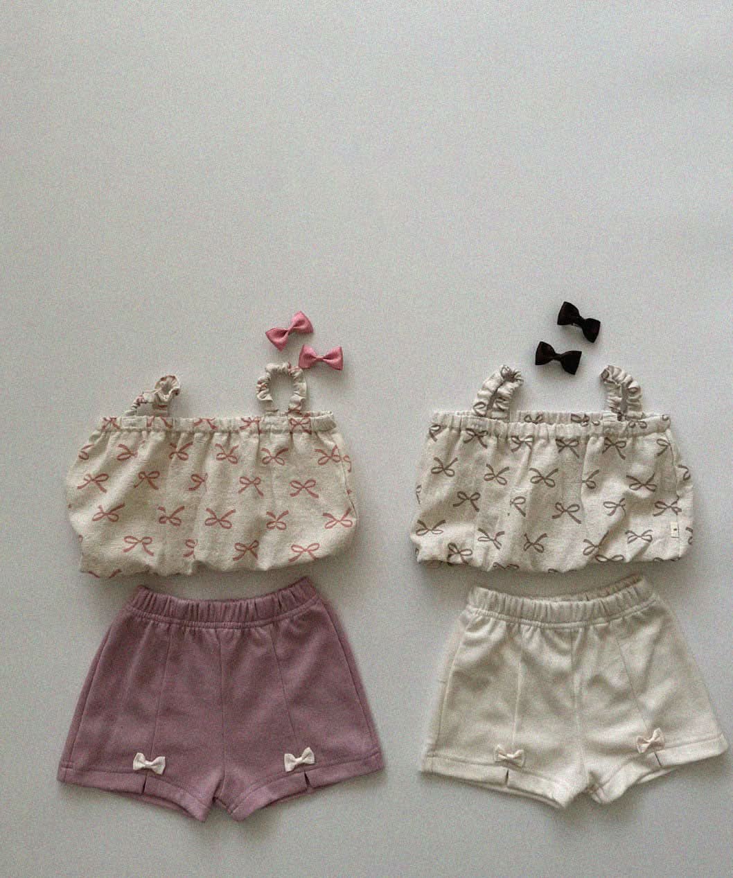 Baby/Toddler Aosta Elastic Strap Bow Print Cropped Tank Top (3m - 5y) - 2 Colors kids outfit