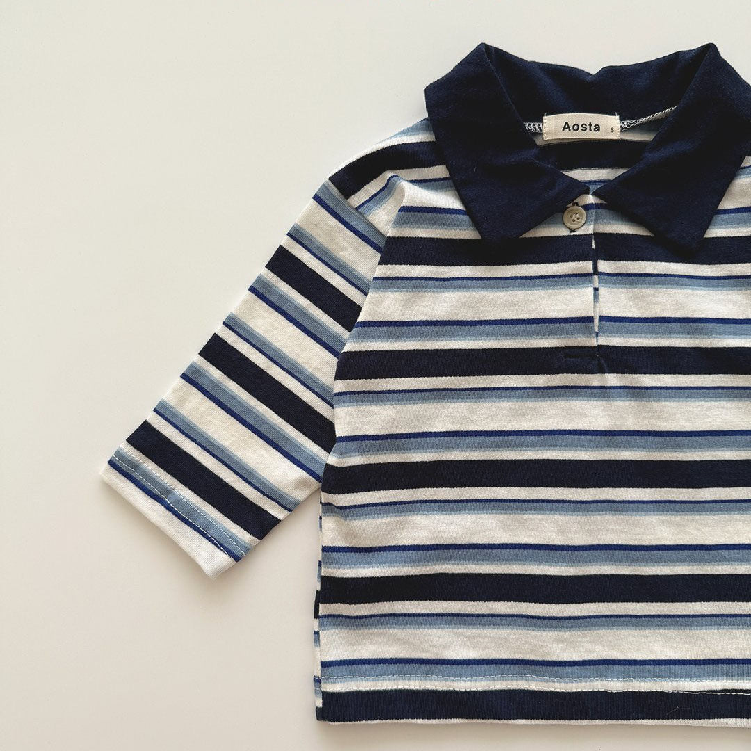Baby/Toddler Aosta F25 Multi Striped Collar Long Sleeve Top (3m - 5y) - 2 Colors kids outfit