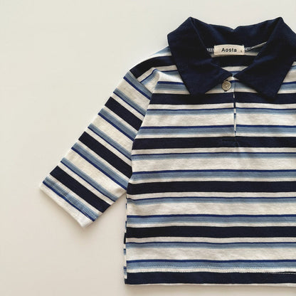 Baby/Toddler Aosta F25 Multi Striped Collar Long Sleeve Top (3m - 5y) - 2 Colors kids outfit