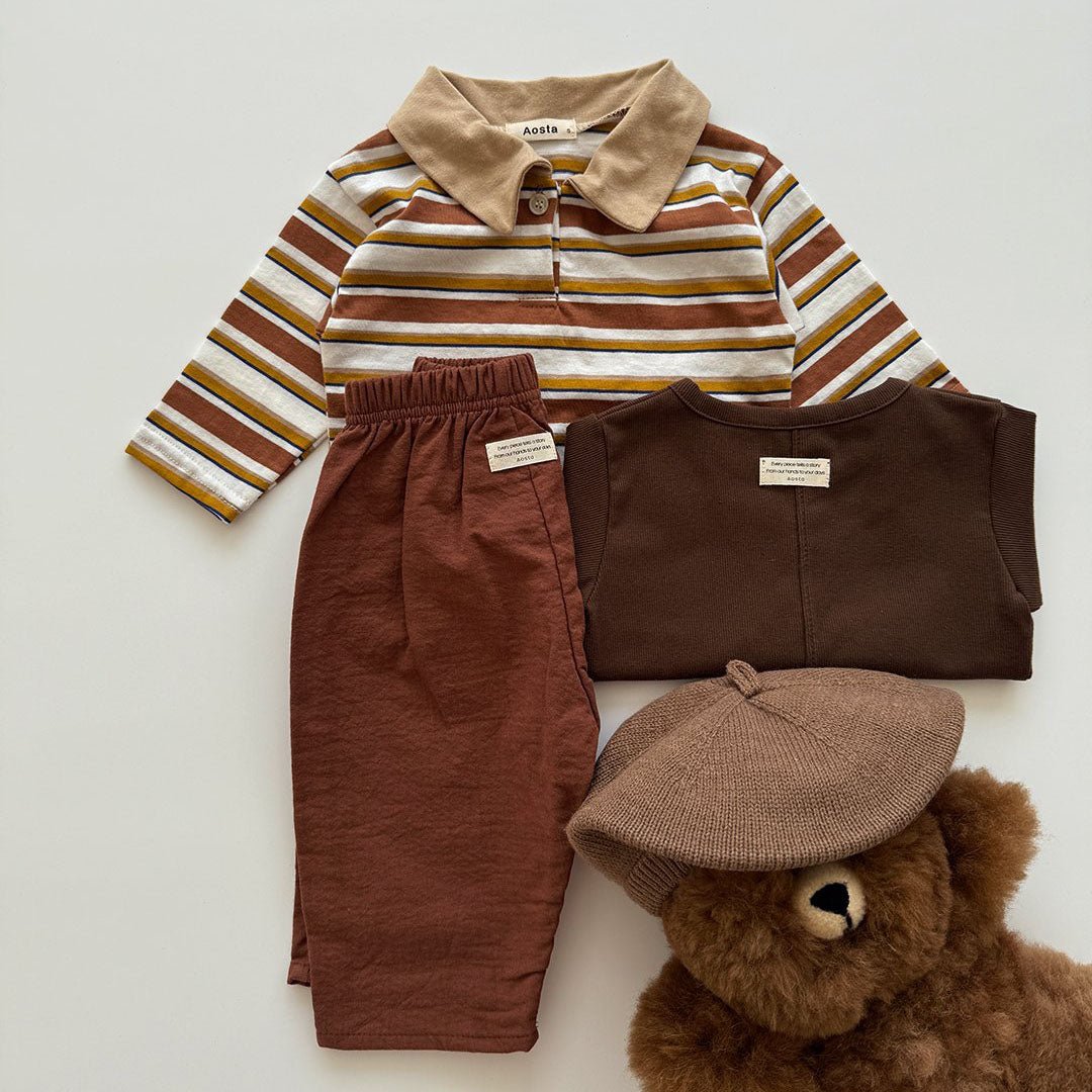 Baby/Toddler Aosta F25 Multi Striped Collar Long Sleeve Top (3m - 5y) - 2 Colors kids outfit