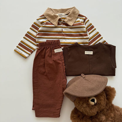 Baby/Toddler Aosta F25 Multi Striped Collar Long Sleeve Top (3m - 5y) - 2 Colors kids outfit