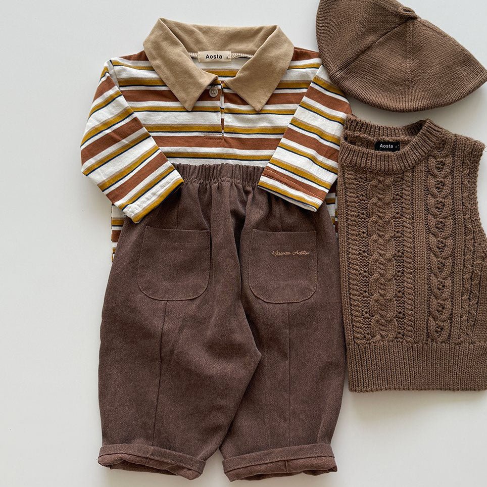 Baby/Toddler Aosta F25 Stitch Detail Pull - on Pants (3m - 5y) - 3 Colors kids outfit