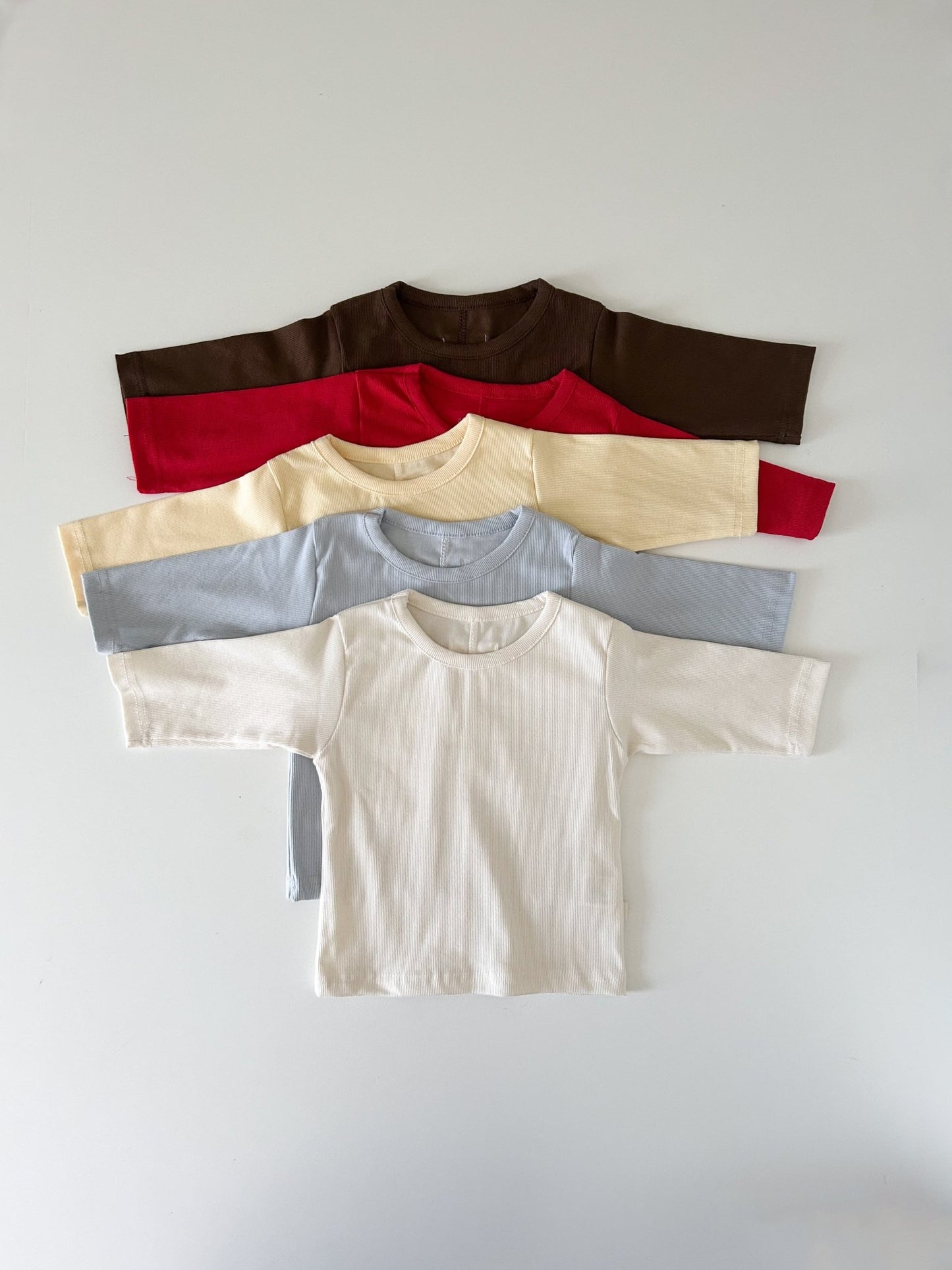 Baby/Toddler Aosta F25 Stitch Detail Ribbed Long Sleeve Top (3m - 5y) - 5 Colors kids outfit