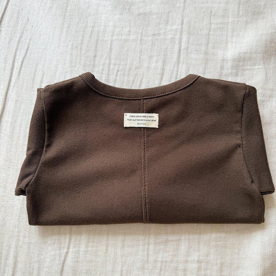 Baby/Toddler Aosta F25 Stitch Detail Ribbed Long Sleeve Top (3m - 5y) - 5 Colors kids outfit