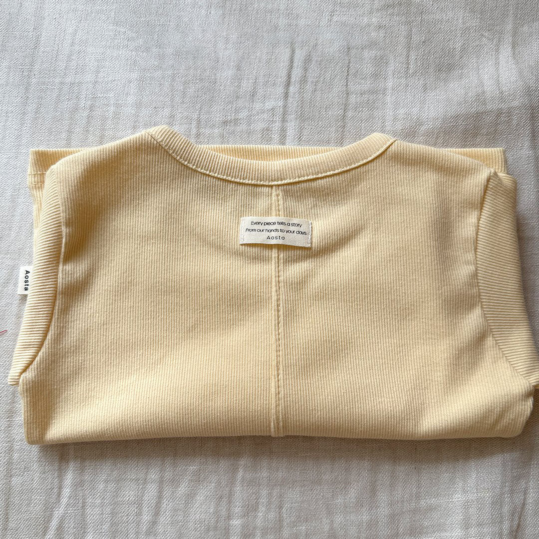 Baby/Toddler Aosta F25 Stitch Detail Ribbed Long Sleeve Top (3m - 5y) - 5 Colors kids outfit
