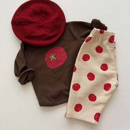 Baby/Toddler Aosta F25 Tomato Print Ribbed Long Sleeve Top (3m - 5y) - 2 Colors kids outfit