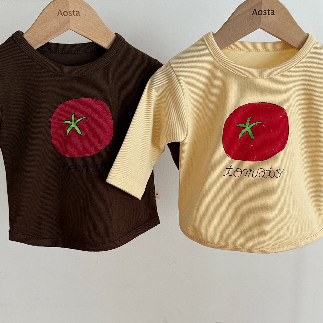 Baby/Toddler Aosta F25 Tomato Print Ribbed Long Sleeve Top (3m - 5y) - 2 Colors kids outfit