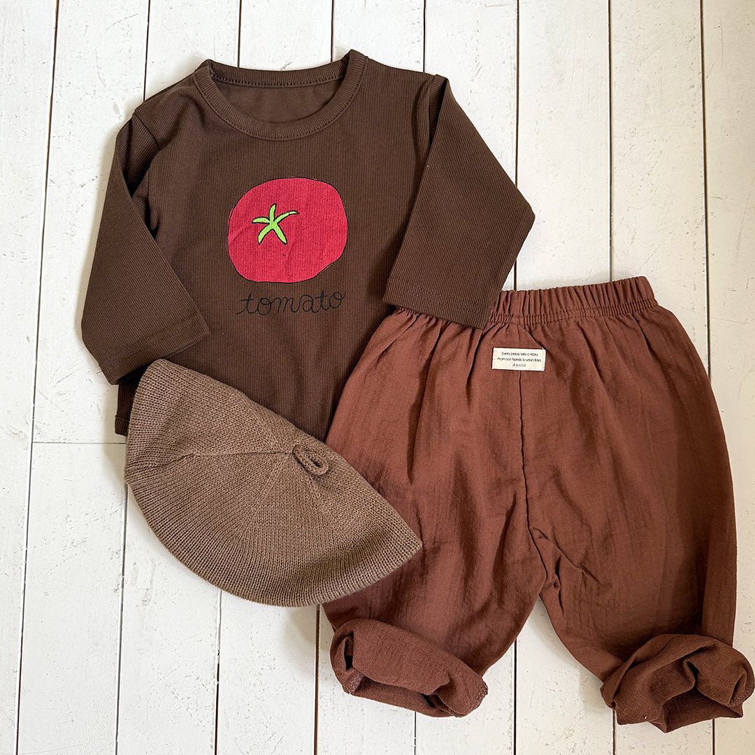 Baby/Toddler Aosta F25 Tomato Print Ribbed Long Sleeve Top (3m - 5y) - 2 Colors kids outfit