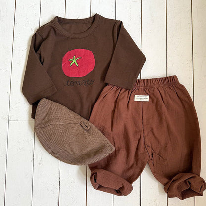 Baby/Toddler Aosta F25 Tomato Print Ribbed Long Sleeve Top (3m - 5y) - 2 Colors kids outfit