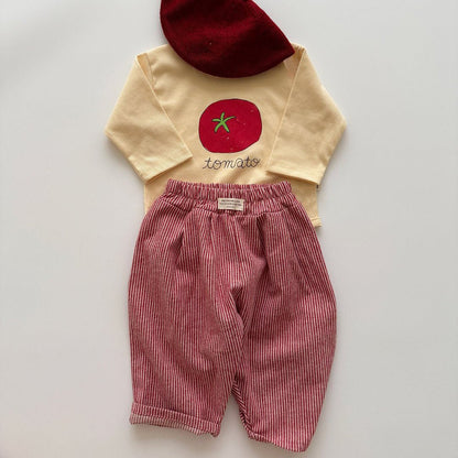 Baby/Toddler Aosta F25 Tomato Print Ribbed Long Sleeve Top (3m - 5y) - 2 Colors kids outfit