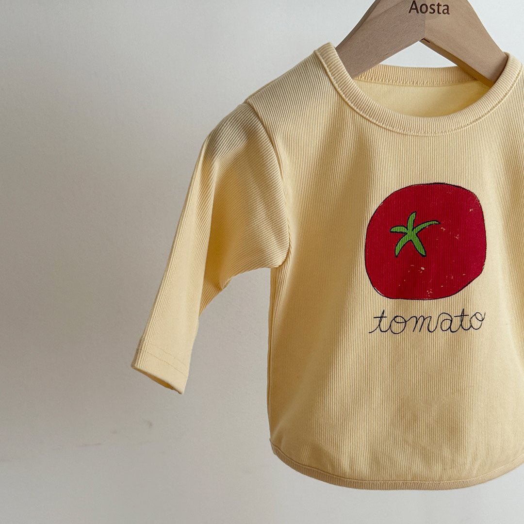 Baby/Toddler Aosta F25 Tomato Print Ribbed Long Sleeve Top (3m - 5y) - 2 Colors kids outfit