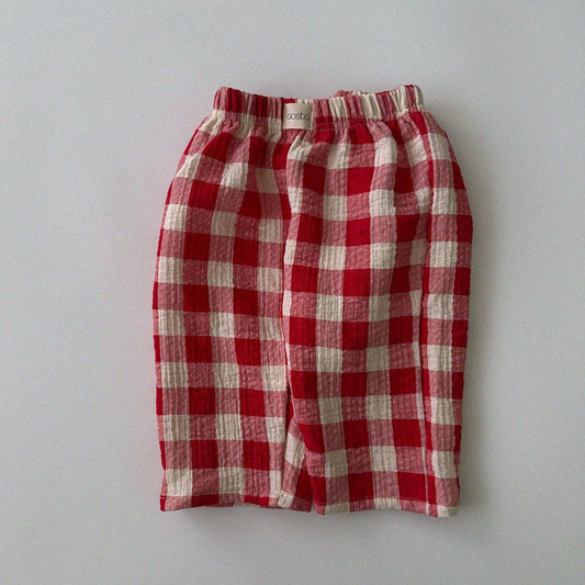 Baby/Toddler Aosta F26 Cotton Pull-on Pants (3m-5y) - Red Plaid kids outfit