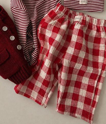 Baby/Toddler Aosta F26 Cotton Pull-on Pants (3m-5y) - Red Plaid kids outfit