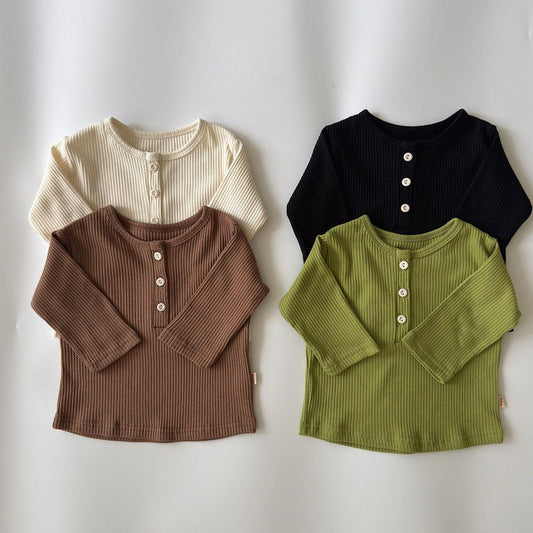 Baby/Toddler Aosta F26 RIbbed Henry Neck Long Sleeve Top (3m-5y) - 4 Colors kids outfit
