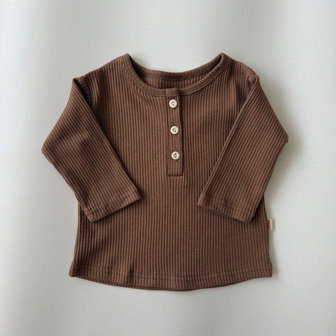 Baby/Toddler Aosta F26 RIbbed Henry Neck Long Sleeve Top (3m-5y) - 4 Colors kids outfit