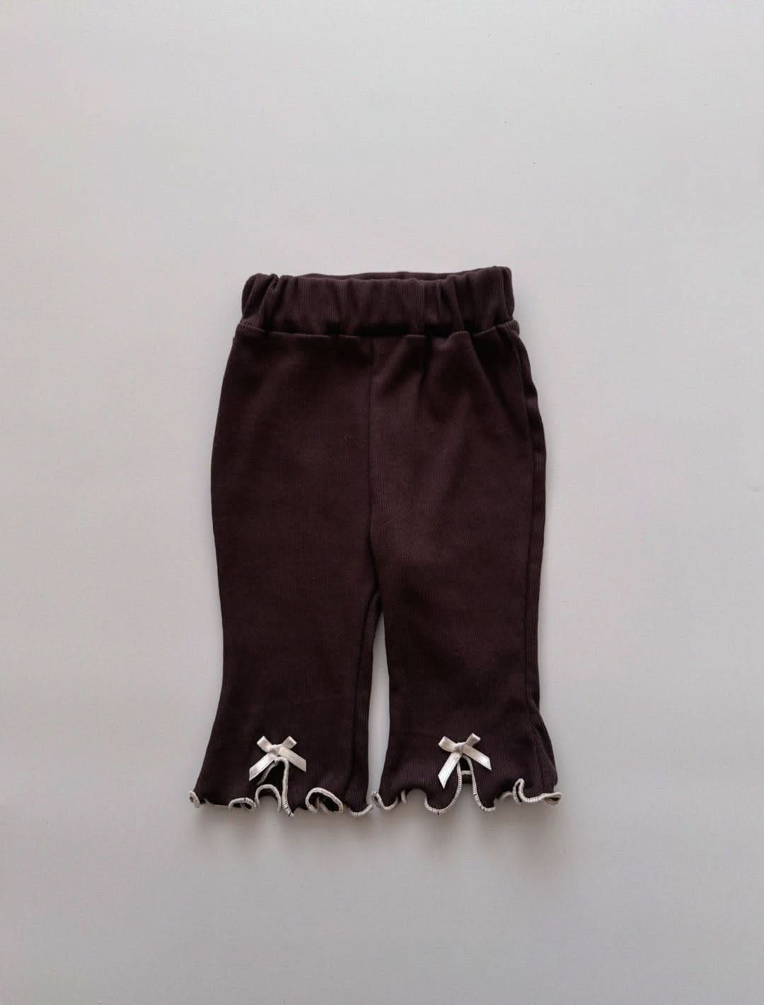 Baby/Toddler Aosta Lettuce - Edge Bow Ribbed Flare Pants (3m - 5y) - 2 Colors kids outfit