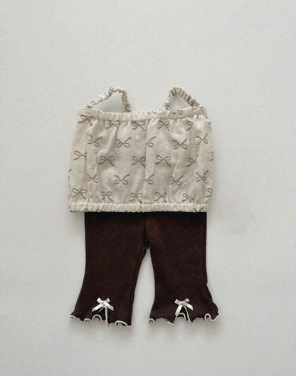 Baby/Toddler Aosta Lettuce - Edge Bow Ribbed Flare Pants (3m - 5y) - 2 Colors kids outfit