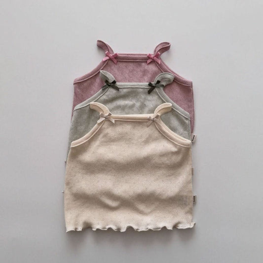 Baby/Toddler Aosta Pointelle Bow Cami Top (3m - 5y) - 3 Colors kids outfit