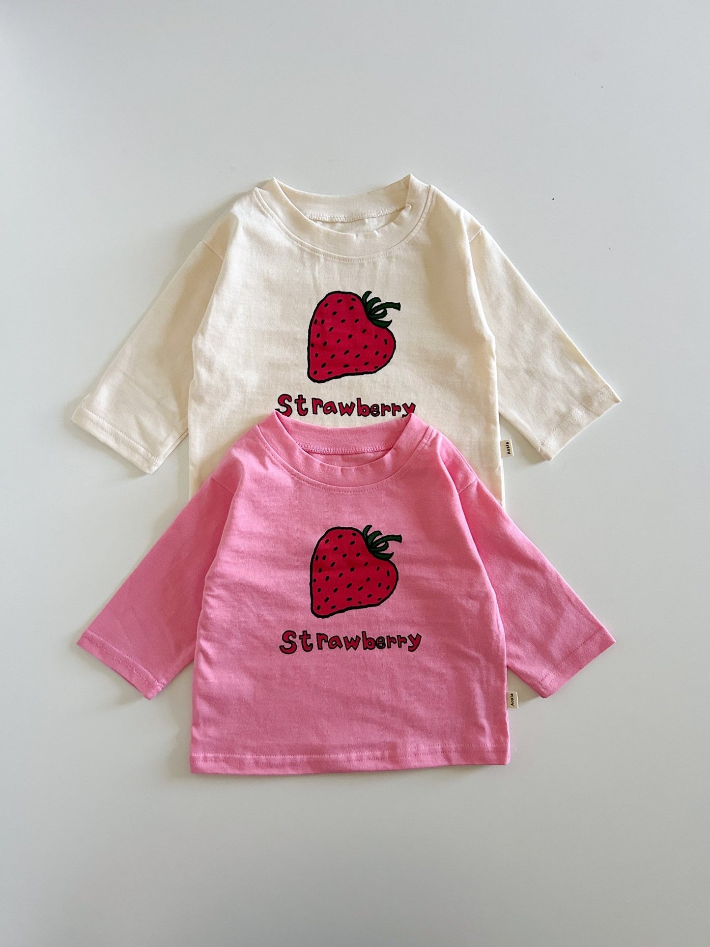 Baby/Toddler Aosta S25 Big Strawberry Print Long Sleeve Basic Top (3m - 5y) - 2 Colors kids outfit