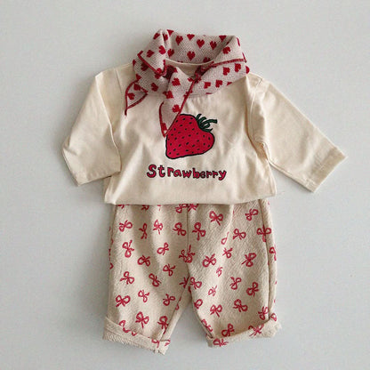 Baby/Toddler Aosta S25 Big Strawberry Print Long Sleeve Basic Top (3m - 5y) - 2 Colors kids outfit