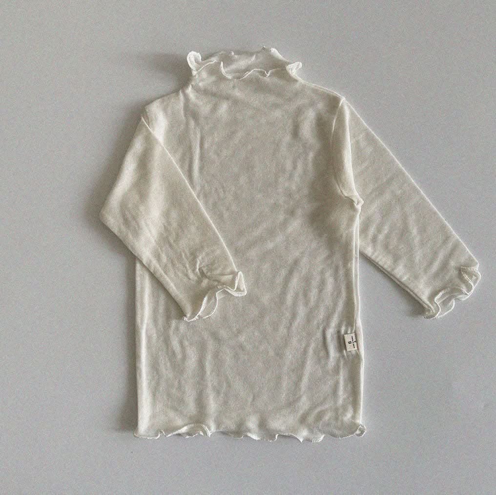 Baby/Toddler Aosta S25 Lettuce Edge Soft Mock Neck Top (3m - 5y) - Ivory kids outfit