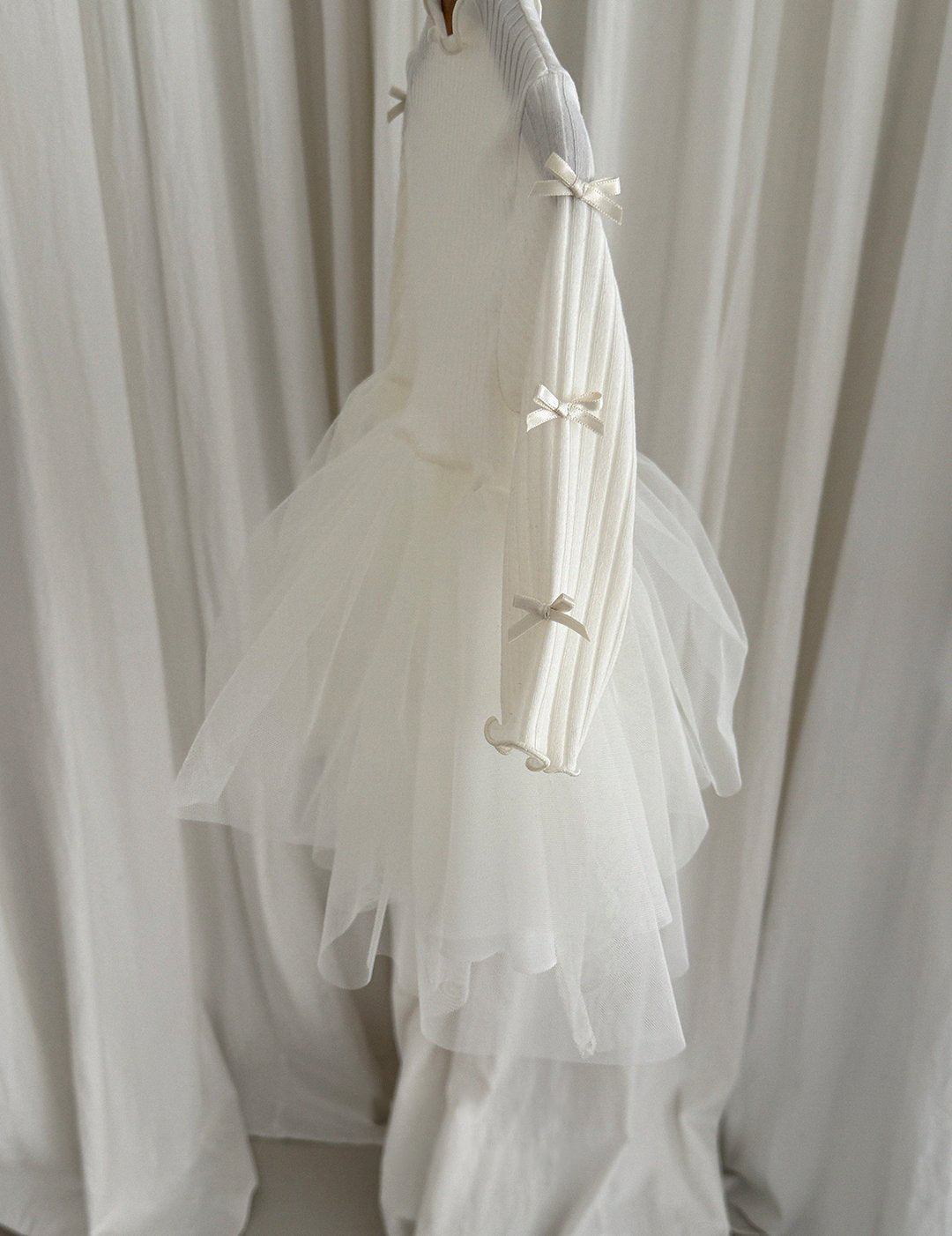 Baby/Toddler Aosta SP26 Bow Detail Lettuce - Edge Ribbed Long Sleeve Top Tutu Dress (3m - 5y) - 2 Colors - AT NOON STORE