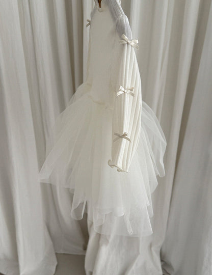 Baby/Toddler Aosta SP26 Bow Detail Lettuce - Edge Ribbed Long Sleeve Top Tutu Dress (3m - 5y) - 2 Colors - AT NOON STORE