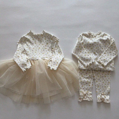 Baby/Toddler Aosta SP26 Bow Detail Lettuce - Edge Ribbed Long Sleeve Top Tutu Dress (3m - 5y) - 2 Colors - AT NOON STORE