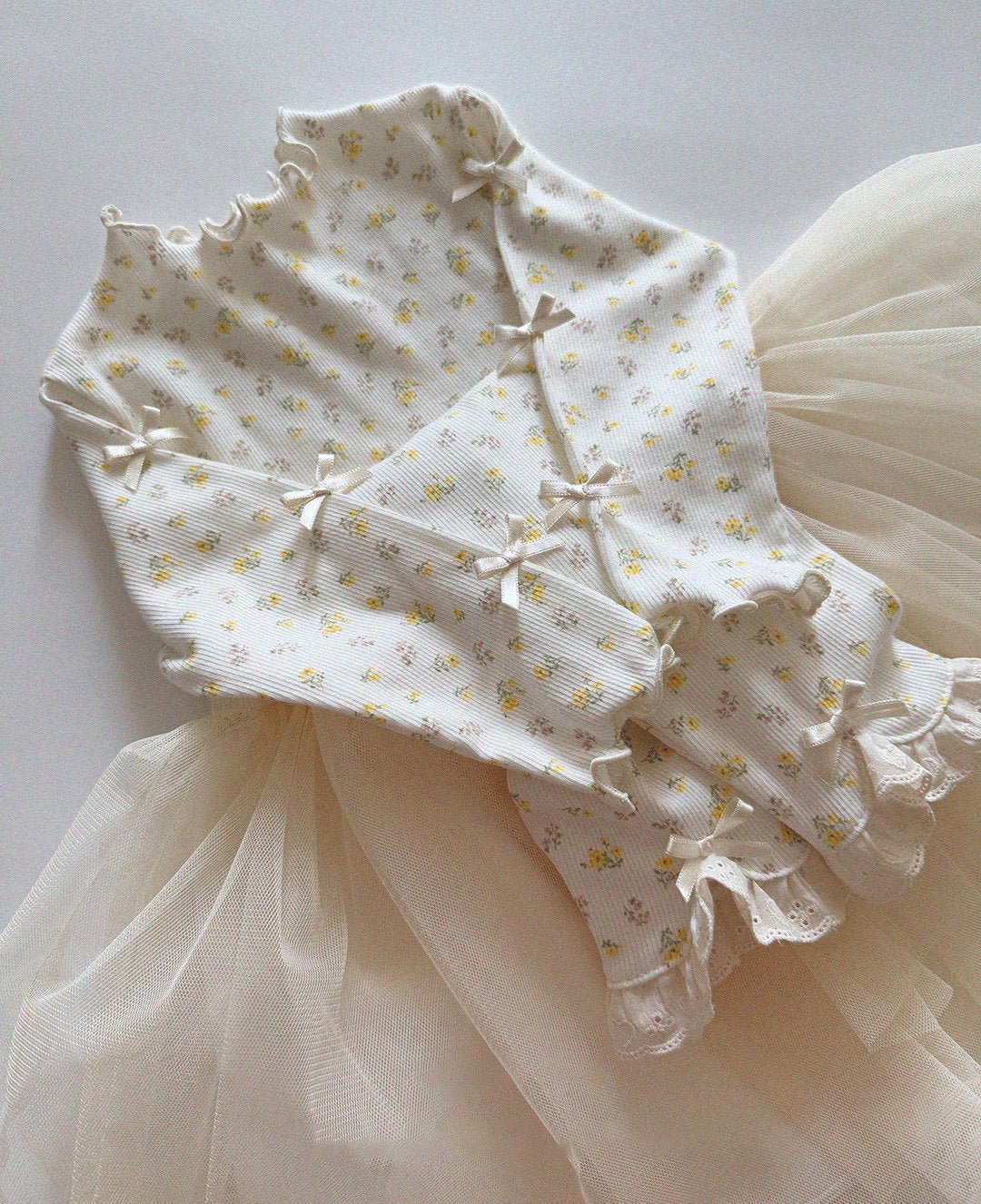 Baby/Toddler Aosta SP26 Bow Detail Lettuce - Edge Ribbed Long Sleeve Top Tutu Dress (3m - 5y) - 2 Colors - AT NOON STORE