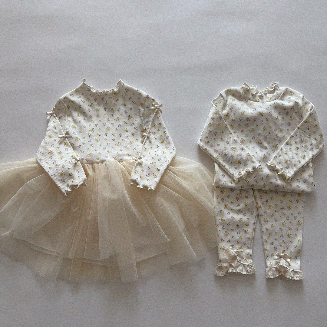 Baby/Toddler Aosta SP26 Lace and Bow Detail Ribbed Leggings (3m - 5y) - 2 Colors - AT NOON STORE