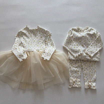 Baby/Toddler Aosta SP26 Lace and Bow Detail Ribbed Leggings (3m - 5y) - 2 Colors - AT NOON STORE