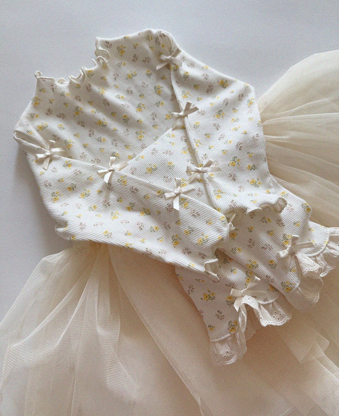 Baby/Toddler Aosta SP26 Lace and Bow Detail Ribbed Leggings (3m - 5y) - 2 Colors - AT NOON STORE